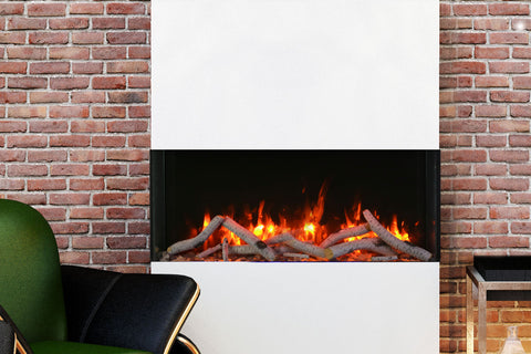 Image of Amantii Panorama Tru View Slim 60-inch 3-Sided View Built In Indoor Outdoor Electric Fireplace with Heater | 60-TRV-SLIM