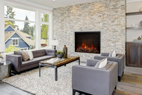 Image of Amantii Traditional Lumina 48 Inch Built-In Indoor Outdoor Smart Electric Firebox Insert - TRD-48-LUMINA