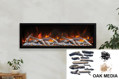 Image of Amantii Symmetry Bespoke 60-inch Wall Mount Recessed Linear Indoor & Outdoor Electric Fireplace | SYM-60 BESPOKE | Electric Fireplaces Depot