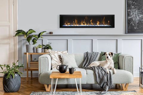 Image of Amantii Symmetry 42 inch Xtra Slim Fully Recessed Wall Mount Linear Electric Fireplace - SYM-SLIM-42 SYM-42-XTRASLIM