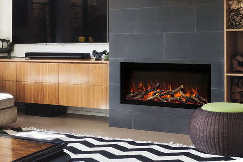 Image of Amantii Symmetry Lumina 34 inch Built In Fully Recessed Wall Mount Indoor Outdoor Smart Electric Fireplace | SYM-34-LUMINA
