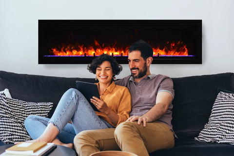 Image of Amantii Symmetry Lumina 50 inch Built In Fully Recessed Wall Mount Indoor Outdoor Smart Electric Fireplace | SYM-50-LUMINA