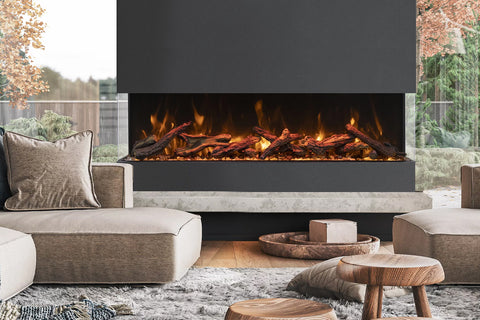 Image of Amantii Tru View Extra Tall Deep 3-Sided View Built In Indoor & Outdoor Electric Fireplace with Heater | TRV-XT-XL | Electric Fireplaces Depot