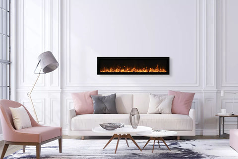 Image of Amantii Symmetry 42 inch Xtra Slim Fully Recessed Wall Mount Linear Electric Fireplace - SYM-SLIM-42 SYM-42-XTRASLIM