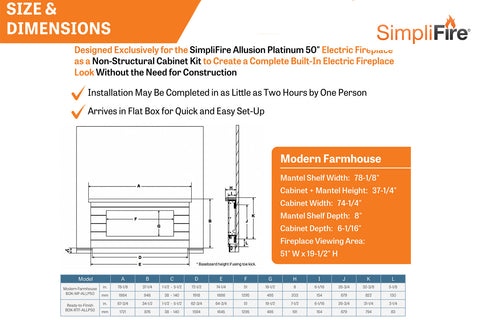 Image of SimpliFire Boyd 78 Modern Farmhouse Electric Fireplace