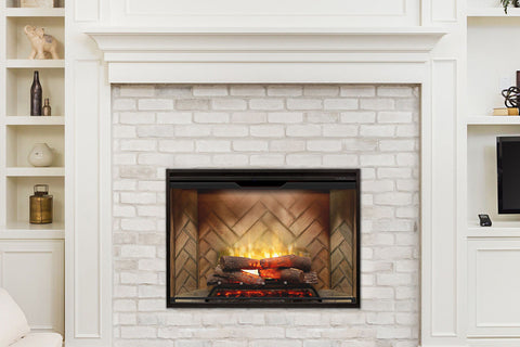 Image of Dimplex Revillusion 42 inch Built-In Electric Fireplace with Herringbone Brick - Firebox - Heater - RBF42 - Electric Fireplaces Depot