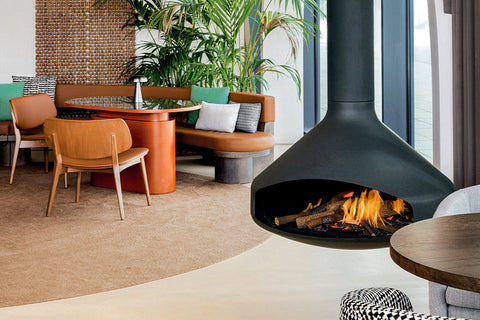 Image of Focus Ergofocus Holographic Suspended Electric Fireplace in Black FCS-FP-ERGO-HOLO-BLK