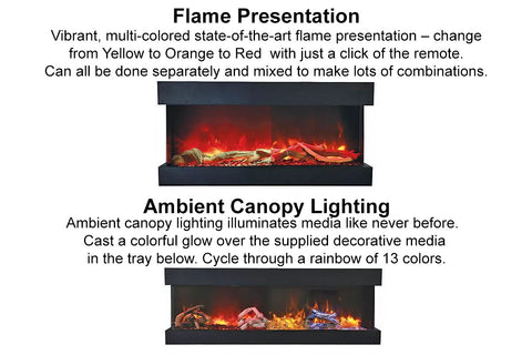 Image of Amantii Panorama Tru View Slim 60-inch 3-Sided View Built In Indoor Outdoor Electric Fireplace with Heater | 60-TRV-SLIM