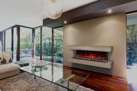 Image of Modern Flames Landscape Pro 94 in 3-Sided Wall Mount Mantel in Coastal Sand - Studio Suite Electric Fireplace LPM-8016-WMC80LPMCS