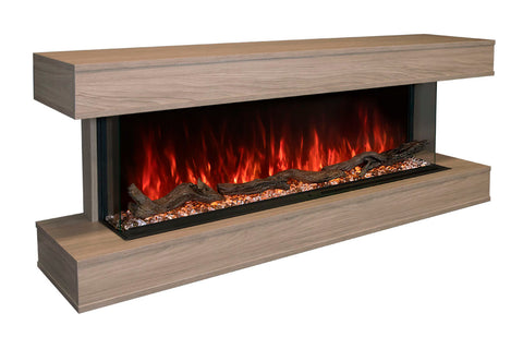Image of Modern Flames Landscape Pro 94 in 3-Sided Wall Mount Mantel in Coastal Sand - Studio Suite Electric Fireplace LPM-8016-WMC80LPMCS