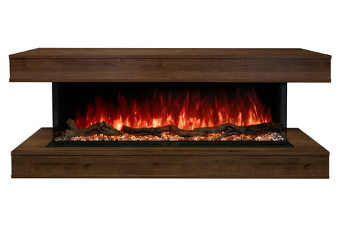 Image of Modern Flames Landscape Pro 70 in 3-Sided Wall Mount Mantel Weathered Walnut - Studio Suite Electric Fireplace - LPM-5616
