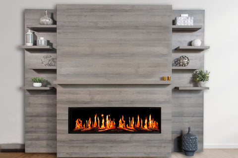 Image of Modern Flames Allwood Fireplace Media Wall Gray - Orion Slim V2 Heliovision 60 Electric Fireplace - AFWS-DW | OR60-SLIM