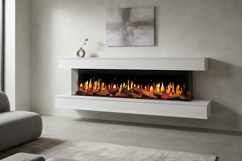 Image of Modern Flames Orion Multi V2 3-Sided Electric Fireplace Wall Mount Studio Suite Mantel White - OR-MULTI-V2-WSS-OR-RTF