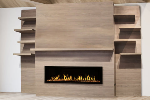 Image of Modern Flames Allwood Fireplace Media Wall in Sand - Orion Slim Heliovision 60 Electric Fireplace - AFWO-CS | OR60-SLIM