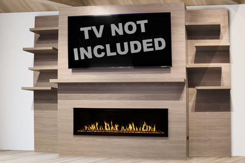 Image of Modern Flames Allwood Fireplace Media Wall in Sand - Orion Slim Heliovision 60 Electric Fireplace - AFWO-CS | OR60-SLIM