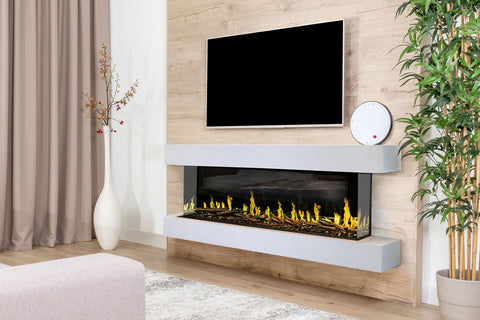Image of Modern Flames Orion Multi 64 inch 3-Sided Electric Fireplace Wall Mount Studio Suite Mantel White WSS-OR52-RTF