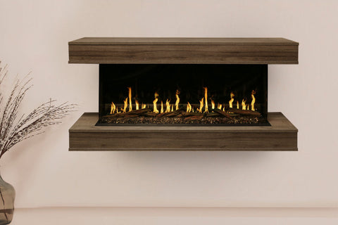 Image of Modern Flames Orion Multi 64 inch 3-Sided Electric Fireplace Wall Mount Studio Suite Mantel Weathered Walnut WSS-OR52-WW