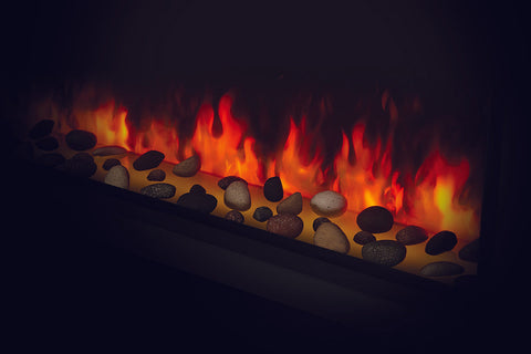 Image of Napoleon Astound 74 inch Smart Built-In Wall Mount Electric Fireplace Insert - Linear Modern Fireplace - NEFB74AB Mineral Rock