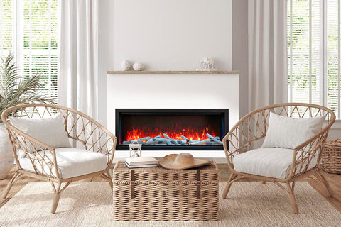 Image of Amantii Symmetry Bespoke Xtra Tall 50-in Recessed Flush Mount Smart Indoor Outdoor Electric Fireplace SYM-50-XT-BESPOKE