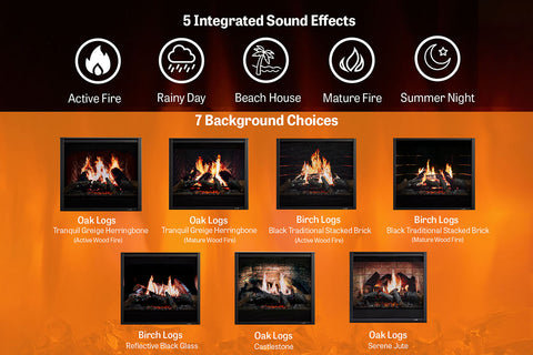 Image of SimpliFire Wescott Mantel with Inception 36 Traditional Virtual Electric Fireplace Chateau Forge SF-INC36 | MK-WS-INC36