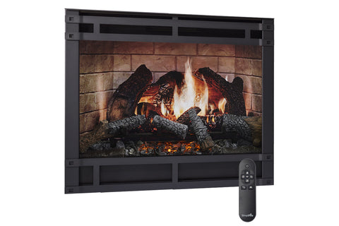 Image of SimpliFire Inception 36-in Traditional Virtual Smart Electric Fireplace with Folio Front - SF-INC36 Firebox Flames