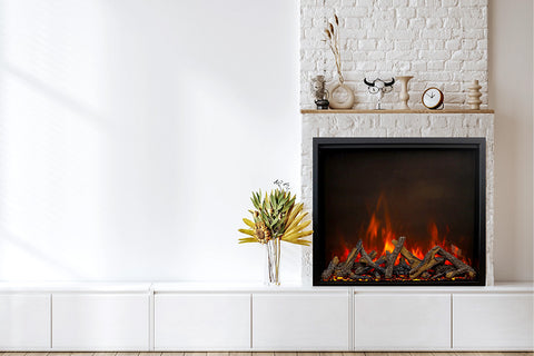 Image of Amantii Traditional Lumina 48 Inch Built-In Indoor Outdoor Smart Electric Firebox Insert - TRD-48-LUMINA