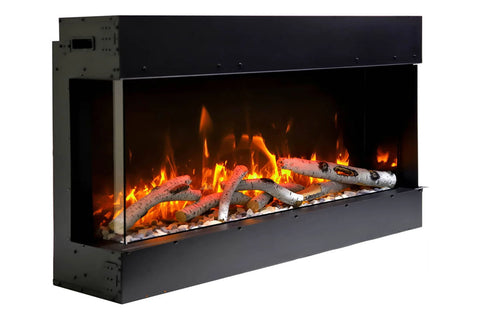 Image of Amantii Panorama Tru View Slim 60-inch 3-Sided View Built In Indoor Outdoor Electric Fireplace with Heater | 60-TRV-SLIM