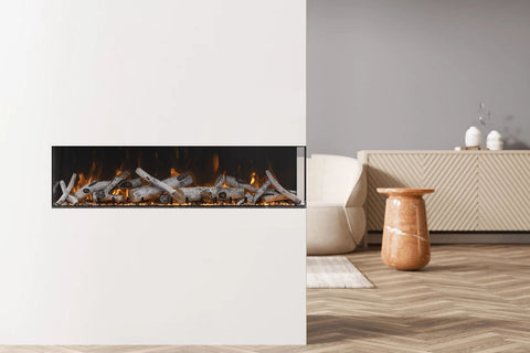 Image of Amantii Panorama Tru View Slim 40-inch 3-Sided View Built In Indoor Outdoor Electric Fireplace with Heater | 40-TRV-SLIM