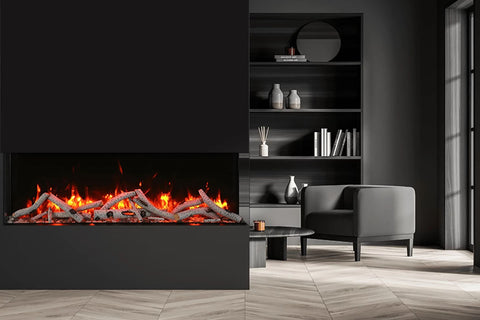 Image of Amantii Panorama Tru View Slim 72-inch 3-Sided View Built In Indoor OutdoorElectric Fireplace with Heater | 72-TRV-SLIM