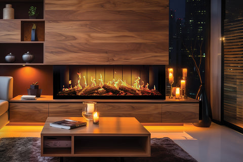 Image of Solution Fires TrueFlame 150 3DX Virtual Multi-SiedVirtual Built-In Electric Fireplace SF-FP-TF-150-3DX
