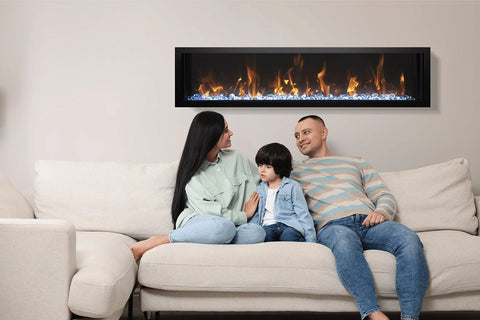 Image of Amantii Panorama 60 inch Slim Built-in Indoor & Outdoor Electric Fireplace - Heater - BI-60-SLIM-OD - Electric Fireplaces Depot