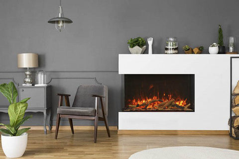 Image of Amantii Tru View Extra Tall Deep 50-inch 3-Sided View Built In Indoor & Outdoor Electric Fireplace with Heater | 50-TRV-XT-XL | Electric Fireplaces Depot