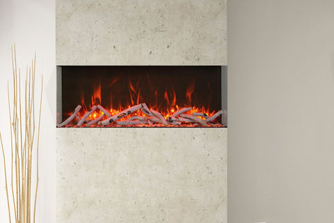 Image of Amantii Tru View Extra Tall Deep 50-inch 3-Sided View Built In Indoor & Outdoor Electric Fireplace with Heater | 50-TRV-XT-XL | Electric Fireplaces Depot