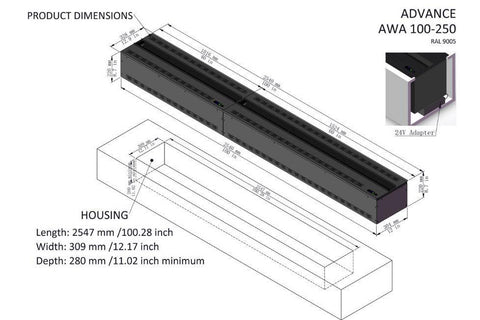 Image of Aquafire Water Vapor 20'' Built-In Electric Fireplace Insert | Water Mist Electric Fireplace | AWA-20-50 | Electric Fireplaces Depot