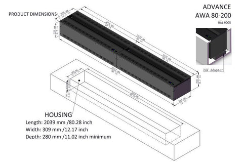 Image of Aquafire Water Vapor 20'' Built-In Electric Fireplace Insert | Water Mist Electric Fireplace | AWA-20-50 | Electric Fireplaces Depot