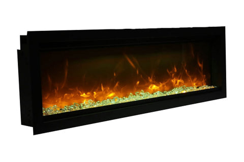 Image of Amantii Symmetry 100'' Built In Fully Recessed Flush Mount Linear Indoor & Outdoor Electric Fireplace | SYM-100 | Electric Fireplaces Depot