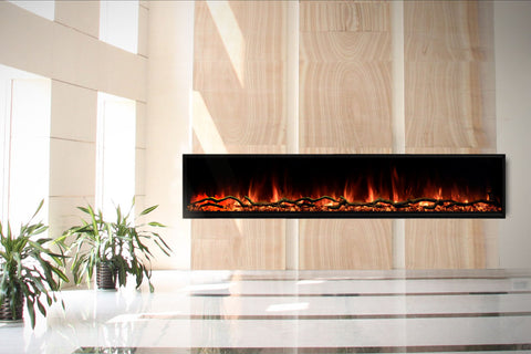 Image of Modern Flames Landscape Pro Slim 96-inch Built In Wall Mount Linear Electric Fireplace | LPS-9614 | Electric Fireplaces Depot