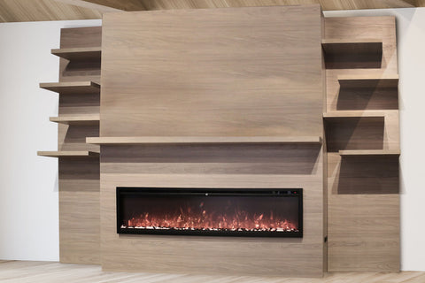 Image of Modern Flames Allwood Fireplace Media Wall in Coastal Sand - Spectrum Slimline 60 Electric Fireplace - AFWS-CS | SPS-60B