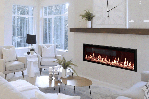 Image of Modern Flames Orion Slim 60 Inch Heliovision Virtual Recessed Wall Mount Electric Fireplace - OR60-SLIM
