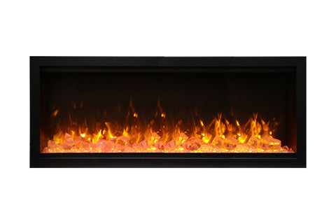 Image of Amantii Symmetry 100'' Built In Fully Recessed Flush Mount Linear Indoor & Outdoor Electric Fireplace | Extra Tall Deep | SYM-100-XT | Electric Fireplaces Depot