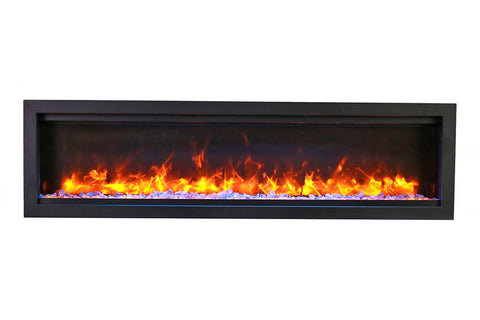 Image of Amantii Symmetry Bespoke 60-inch Wall Mount Recessed Linear Indoor & Outdoor Electric Fireplace | SYM-60 BESPOKE | Electric Fireplaces Depot