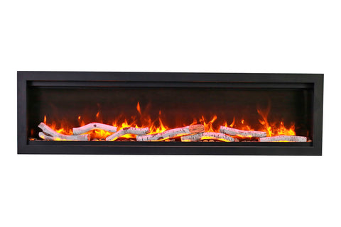 Image of Amantii Symmetry Bespoke 60-inch Wall Mount Recessed Linear Indoor & Outdoor Electric Fireplace | SYM-60 BESPOKE | Electric Fireplaces Depot