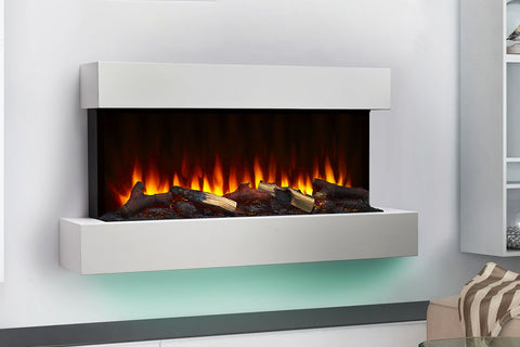 Image of Hearth & Home SimpliFire Format 43-inch Floating Mantel Wall Mount Electric Fireplace in White SF-FM43-WH