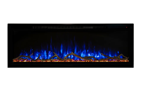 Image of Modern Flames Allwood Wall System in Weathered Walnut with Spectrum Slimline 60 in Electric Fireplace | AFWS-WW SPS Fireplace