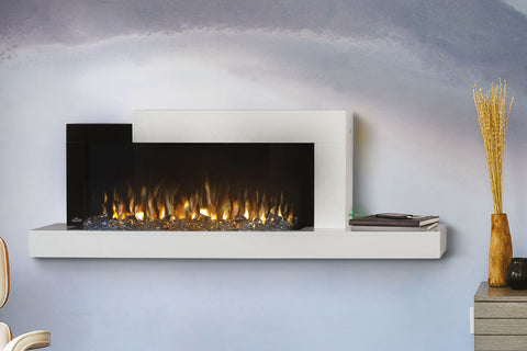 Image of Napoleon Stylus Cara Elite White Wall Mount Electric Fireplace with WiFi | Smart Mantel with Shelf | NEFP32-5019W-IOT