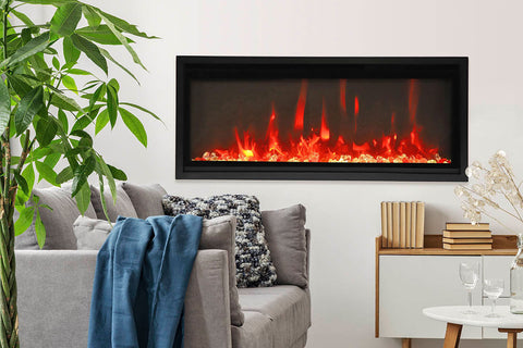 Image of Amantii Symmetry 42 inch Xtra Slim Fully Recessed Wall Mount Linear Electric Fireplace - SYM-SLIM-42 SYM-42-XTRASLIM