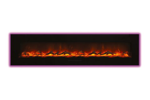 Image of Amantii 100 inch Built In Flush Mount Wall Mount Linear Electric Fireplace | Black or White | WM-FM-88-10023-BG | Electric Fireplaces Depot