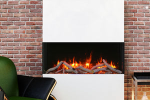 Amantii Panorama Tru View Slim 40-inch 3-Sided View Built In Indoor Outdoor Electric Fireplace with Heater | 40-TRV-SLIM