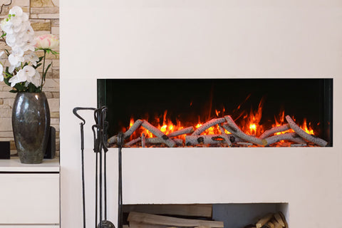 Image of Amantii Tru View Slim 30-inch 3-Sided View Built In Indoor & Outdoor Electric Fireplace with Heater | 30-TRV-SLIM