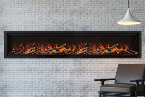 Image of Amantii Symmetry Lumina 88 inch Built In Fully Recessed Wall Mount Indoor Outdoor Smart Electric Fireplace | SYM-88-LUMINA